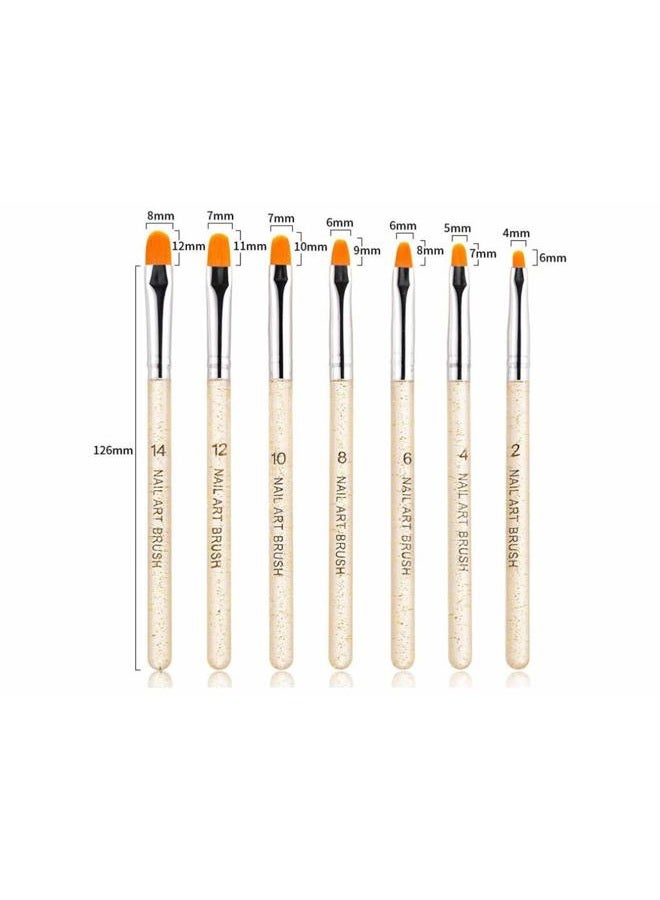 Aoshang 7Pcs UV Gel Nail Brush Set, Poly Extension Gel Brush, Nail Art Tips Builder Brush, Nylon Handle, Plastic Head, 7 Sizes (No.2/4/6/8/10/12/14) - Image 2